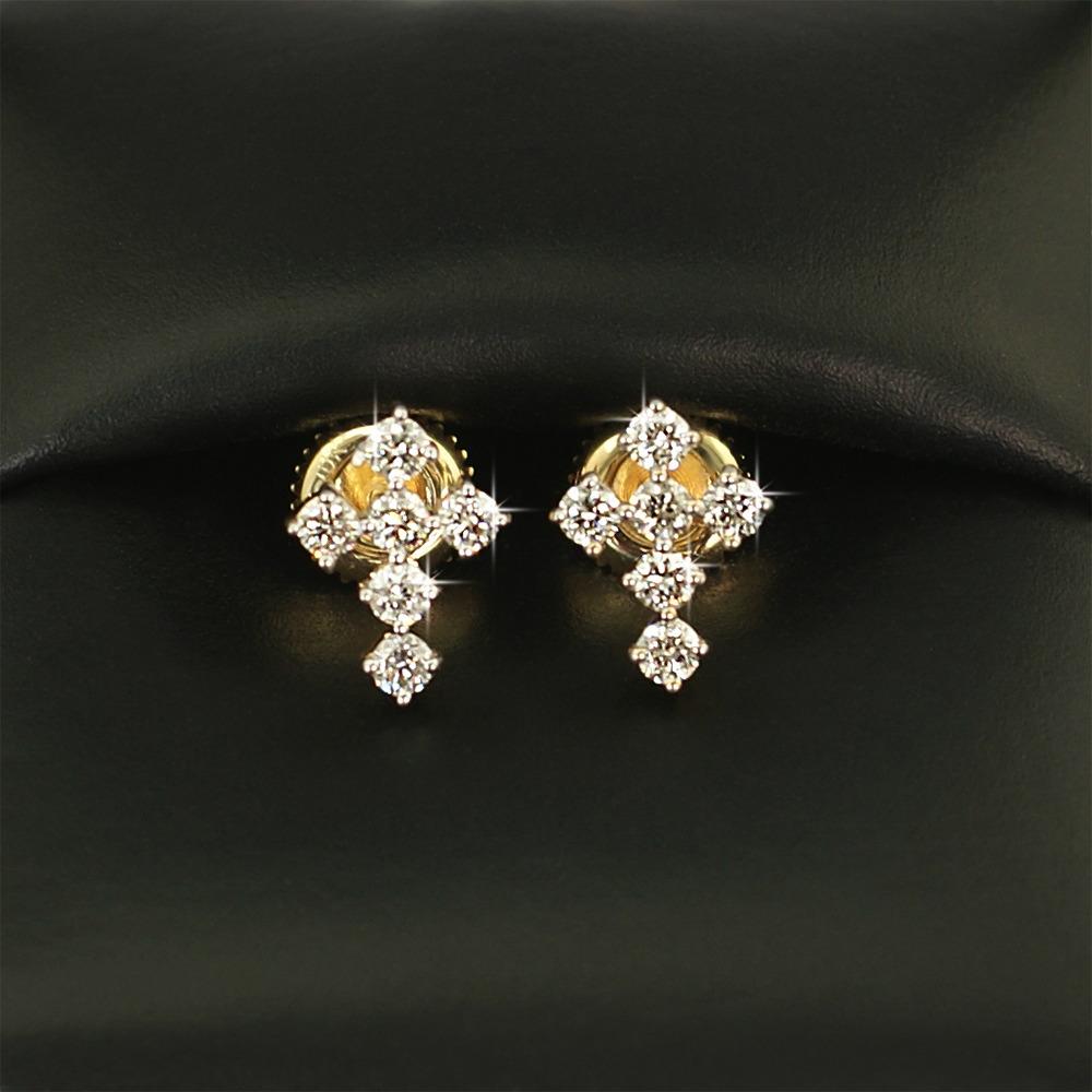 Tennis Cross Diamond Earrings .41cttw 10K Yellow Gold HipHopBling