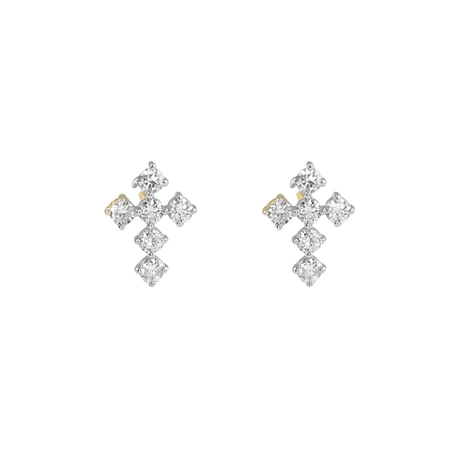 Tennis Cross Diamond Earrings .41cttw 10K Yellow Gold HipHopBling