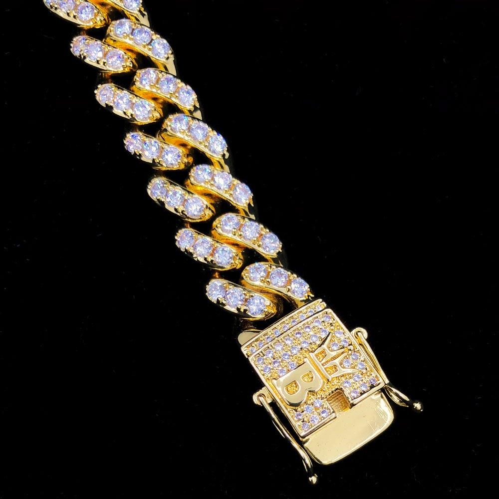 Tennis Cuban Link Hip Hop Bling Bling Bracelet 13MM White Gold 8" HipHopBling