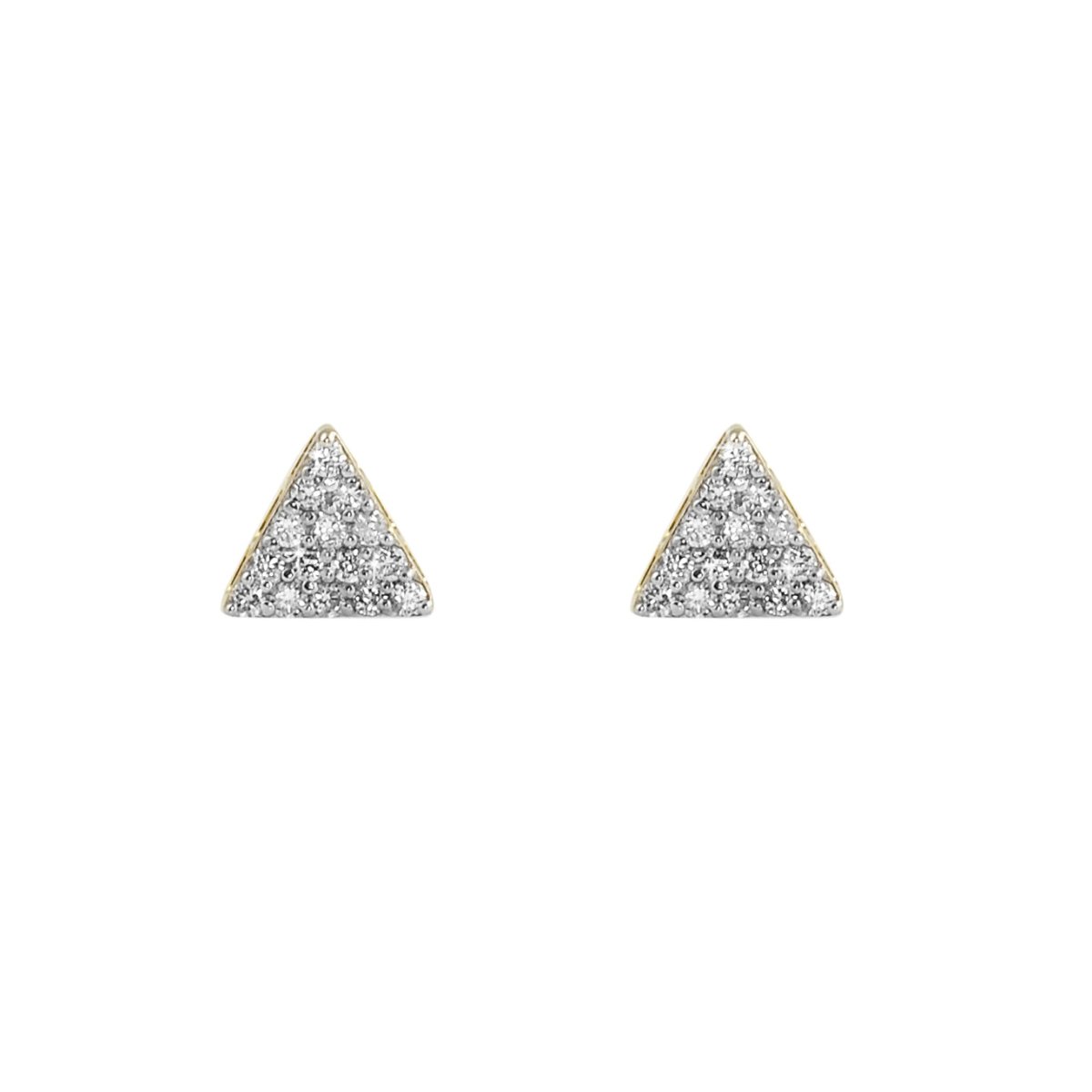 Triangle Pave Diamond Earrings .29cttw 10K Yellow Gold HipHopBling
