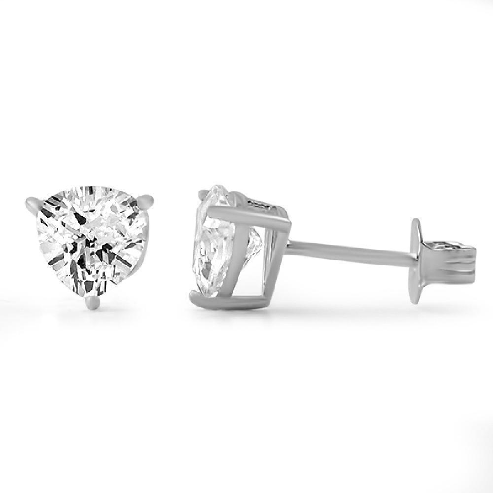 Trillion Cut CZ Stud Earrings .925 Silver 6MM HipHopBling