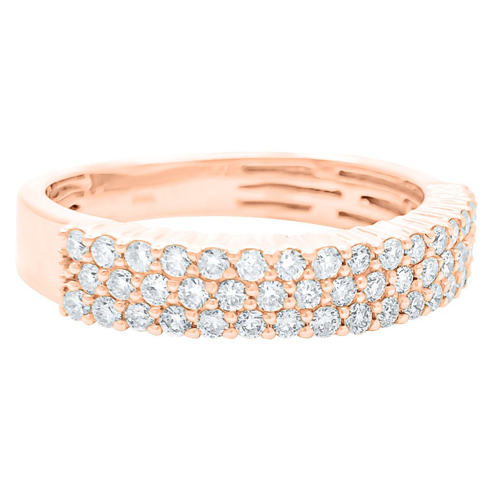 Triple Row .93cttw Diamond Ring 14K Rose Gold HipHopBling