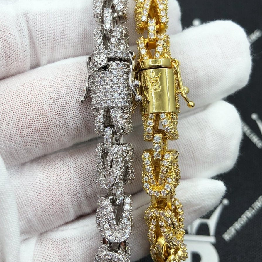 Turkish 3D Link Hip Hop Bling Bling Bracelet Yellow Gold 7" HipHopBling