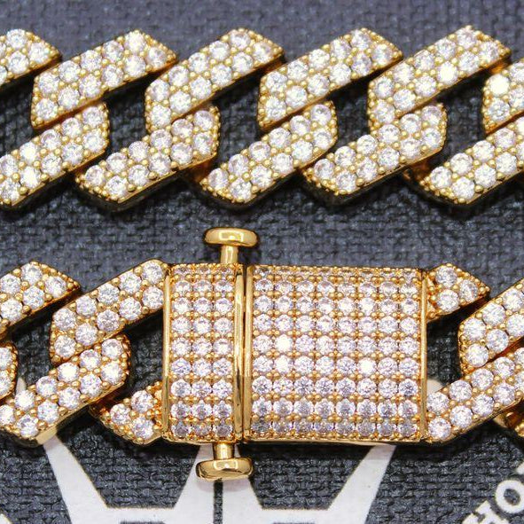 Turkish Cuban Bling Bling Chain 14MM White / Yellow Gold Yellow Gold 18" HipHopBling