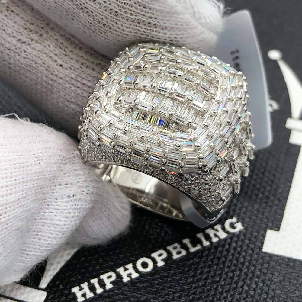 Ultimate Emerald Cut Iced Out VVS Moissanite Ring .925 Sterling Silver HipHopBling