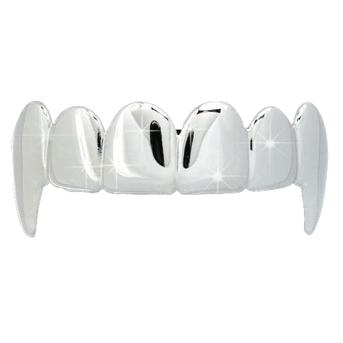 Vampire Fang Shiny Silver Grillz Top Teeth HipHopBling