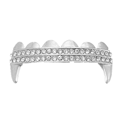 Vampire Iced Out Silver Hip Hop Grillz Top HipHopBling