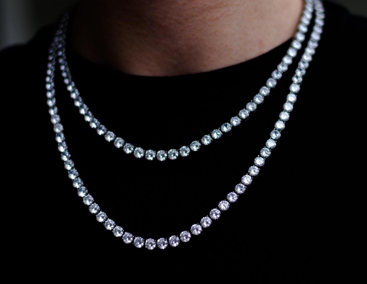 VVS Tennis Chain White Gold 4MM 16" HipHopBling