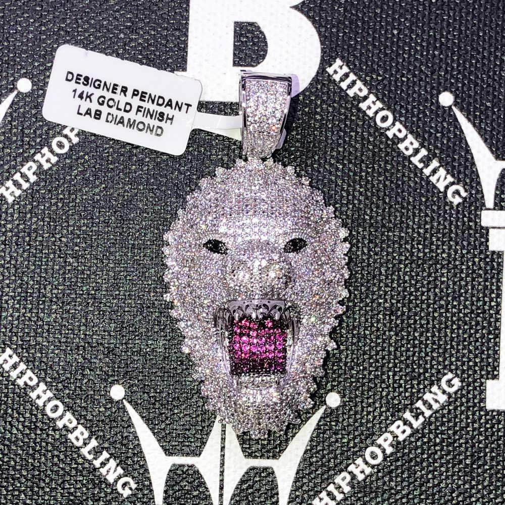 Wild Animal CZ Hip Hop Bling Bling Pendant Yellow Gold HipHopBling