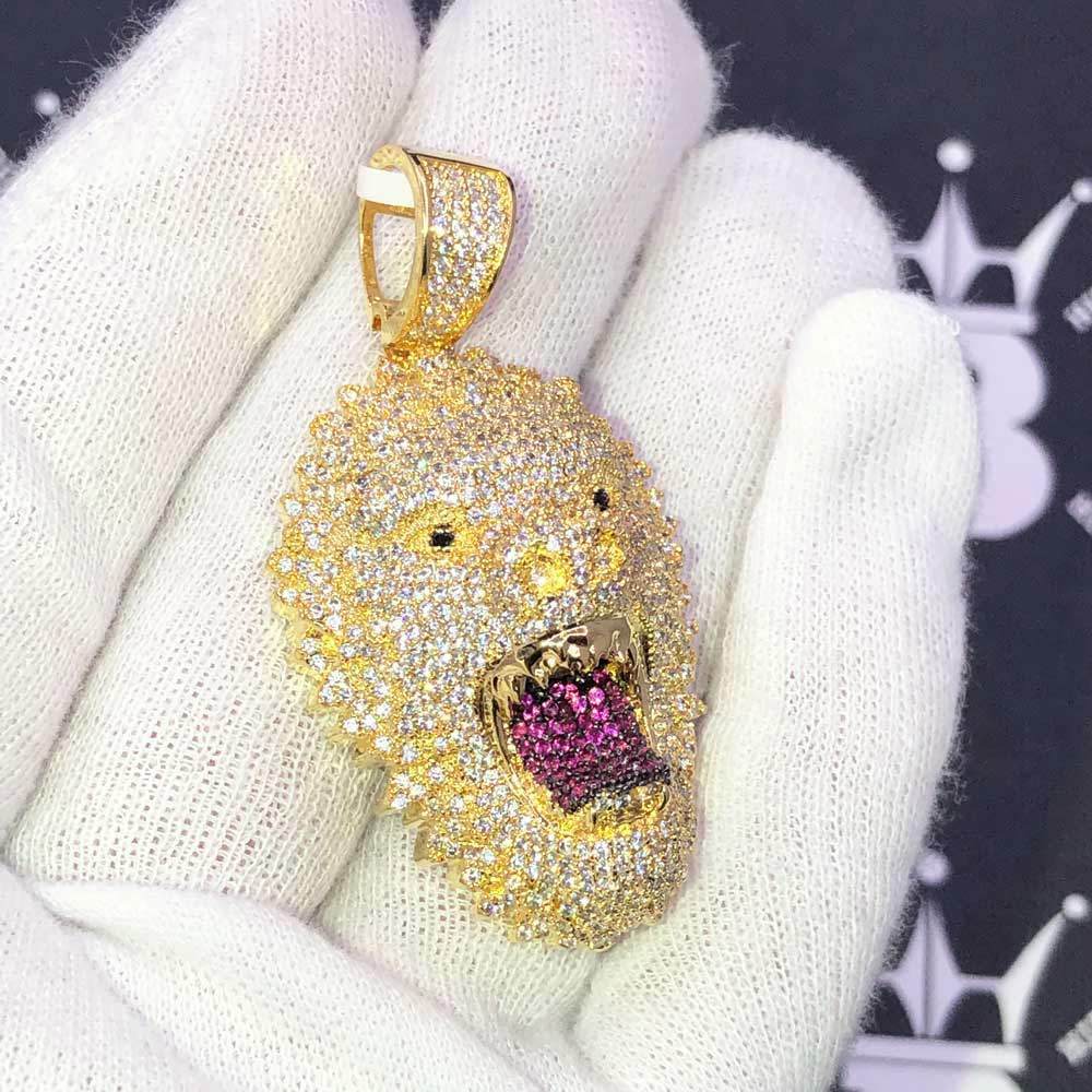 Wild Animal CZ Hip Hop Bling Bling Pendant Yellow Gold HipHopBling
