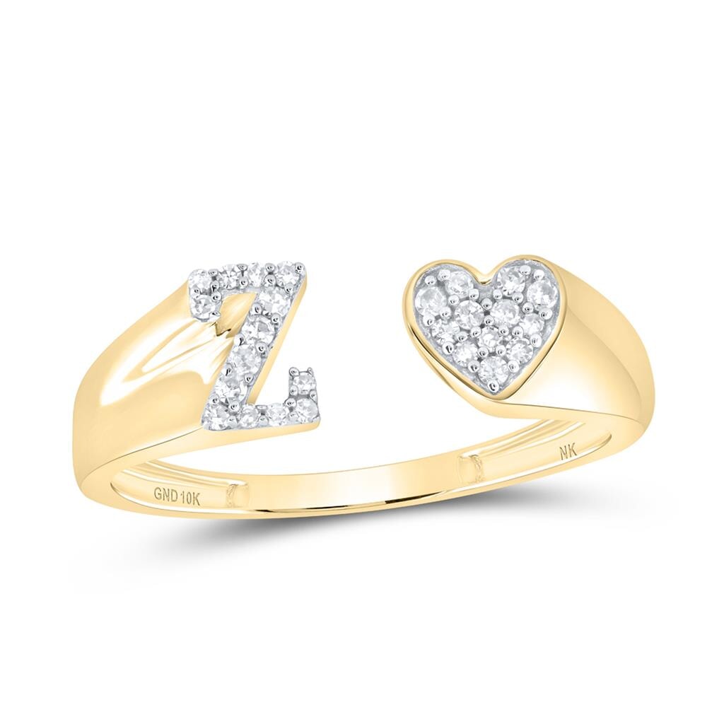 Womens Initial Letter Heart Diamond Ring 10K Gold Z 10K Yellow Gold HipHopBling