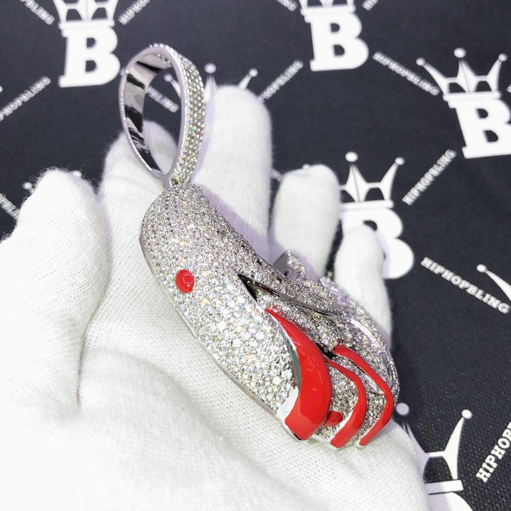 XL Blood Moon Iced Out Hip Hop Pendant White Gold HipHopBling
