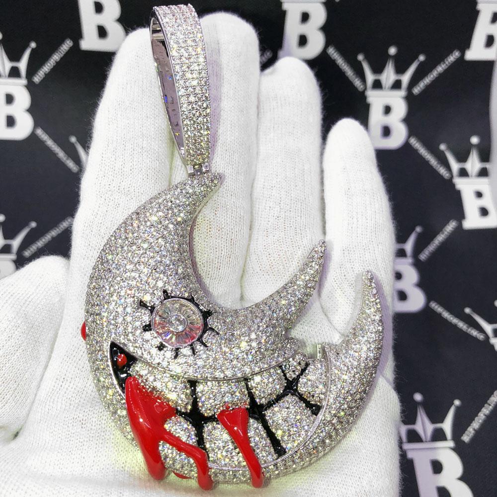 XL Blood Moon Iced Out Hip Hop Pendant Yellow Gold HipHopBling