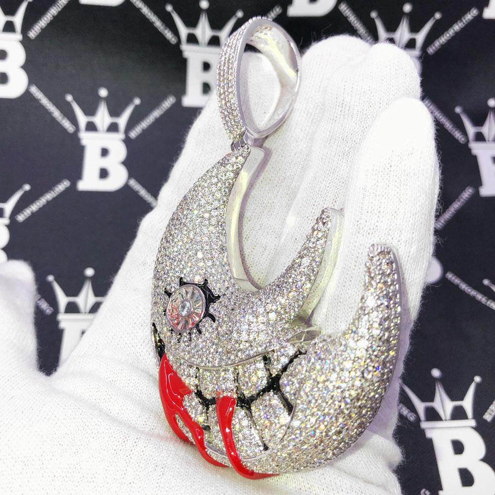 XL Blood Moon Iced Out Hip Hop Pendant Yellow Gold HipHopBling