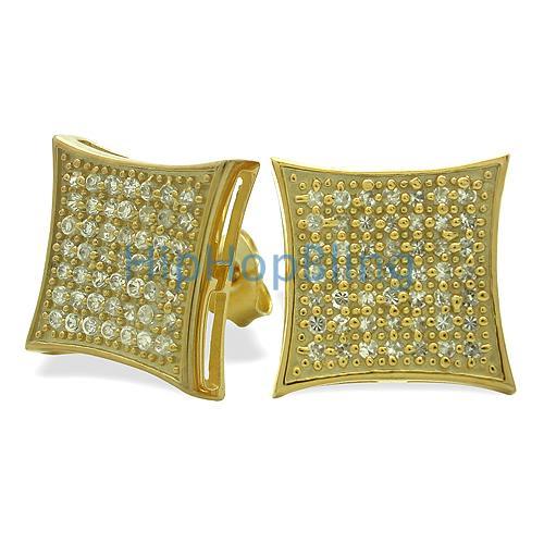 XL Kite Gold Vermeil CZ Micro Pave Earrings .925 Silver HipHopBling