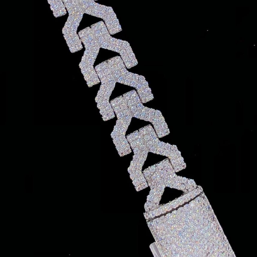 Y - Link CZ Iced Out Hip Hop Bling Bracelet White Gold 7" HipHopBling