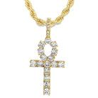 [$1] Gold Chain Necklaces 4MM Rope 18 IN Ankh Tennis Cross CZ Iced Out Pendant ($119 VALUE) Just $19.99 HipHopBling