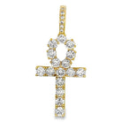 [$1] Gold Chain Necklaces 4MM Rope 18 IN Ankh Tennis Cross CZ Iced Out Pendant ($119 VALUE) Just $19.99 HipHopBling