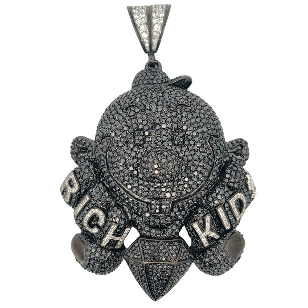 1 of 1 Custom Rich Kid Black CZ Iced Out Pendant HipHopBling