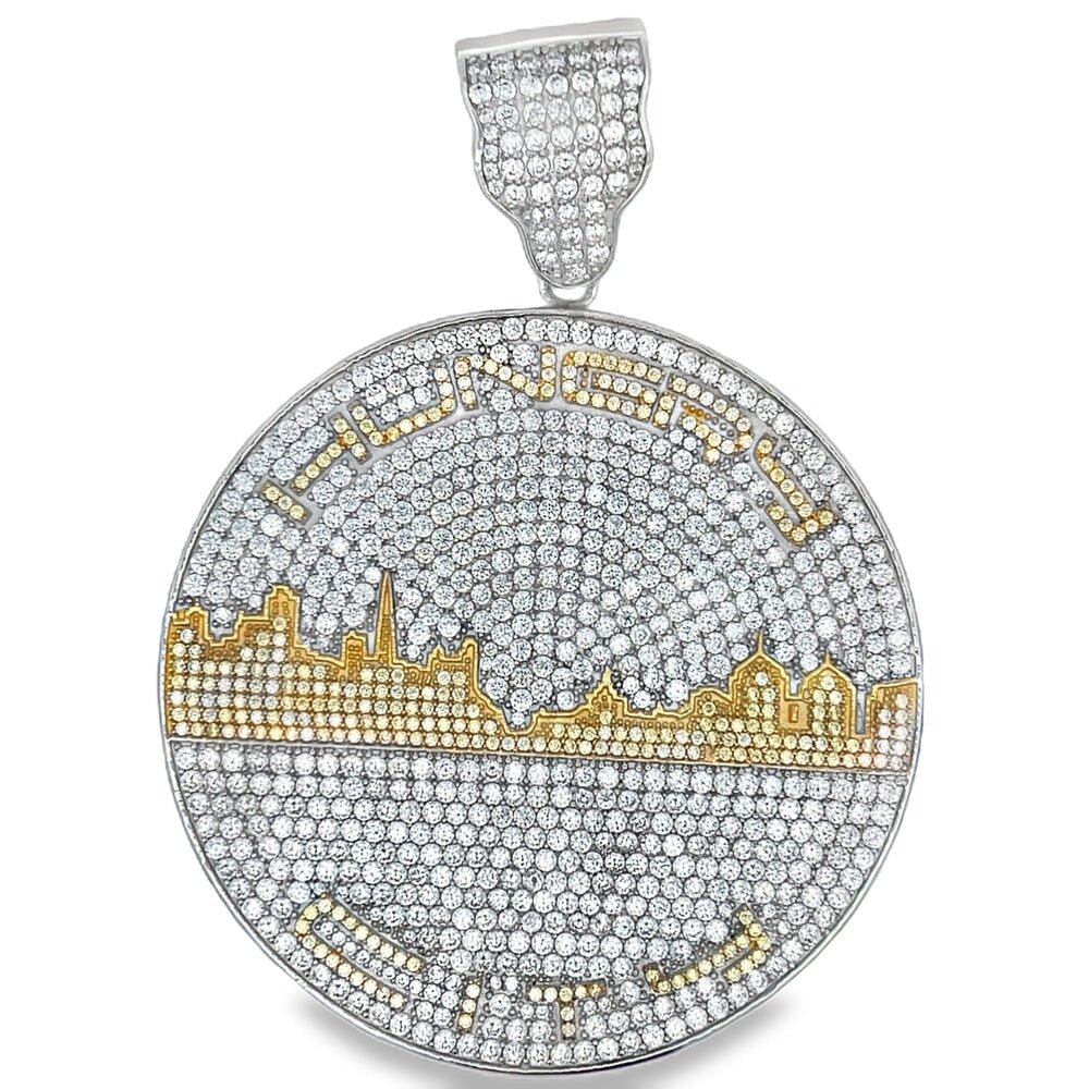 1 of 1 XL Hungry City CZ Iced Out Pendant .925 Sterling Silver HipHopBling