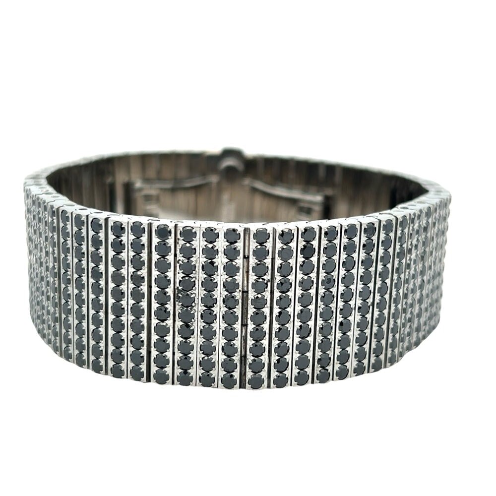 10 Row Black CZ Iced Out Bracelet Stainless Steel HipHopBling