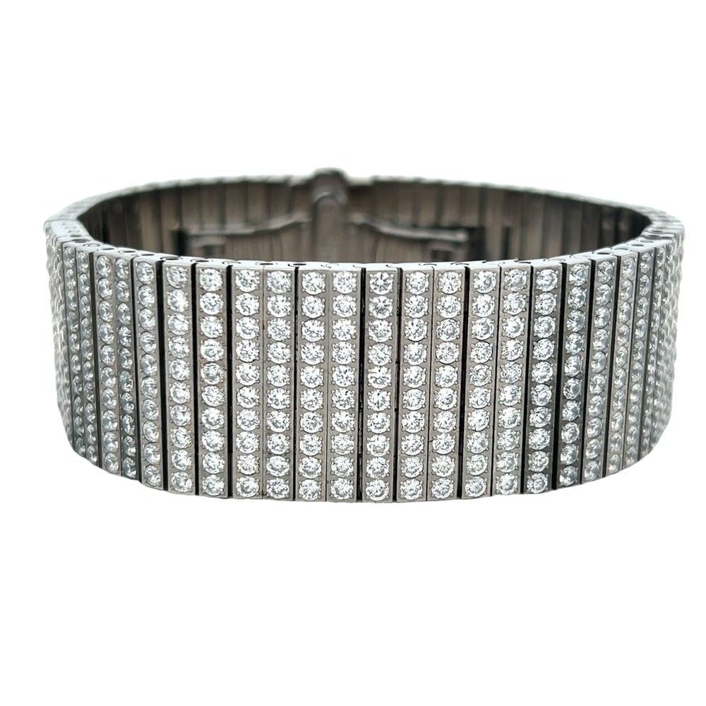 10 Row CZ Iced Out Bracelet Stainless Steel HipHopBling