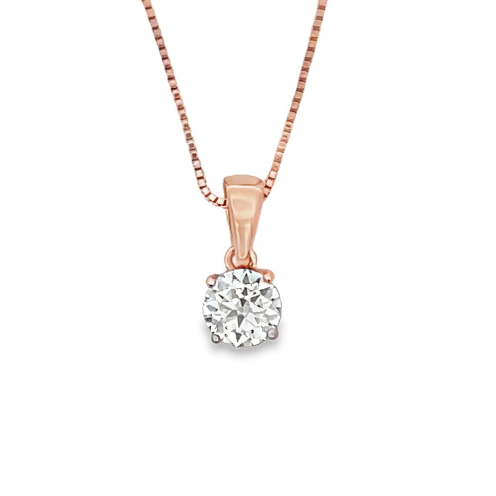 1.00cttw Womens Moissanite Solitaire Pendant & Chain | .925 Sterling Silver Rose gold HipHopBling
