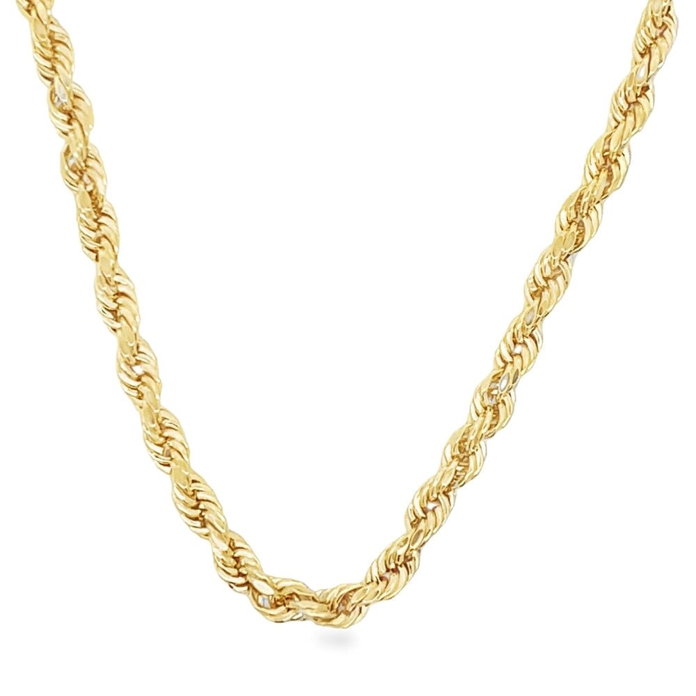 10K Yellow Gold Diamond Cut French Rope Chain Lightweight 4MM 16" HipHopBling