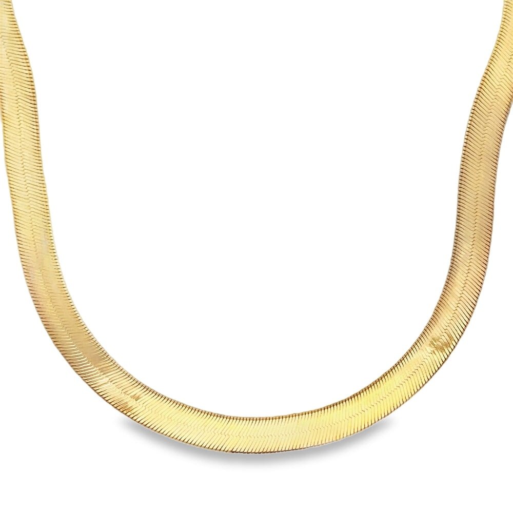 10K Yellow Gold Herringbone Chain 3MM 16" HipHopBling