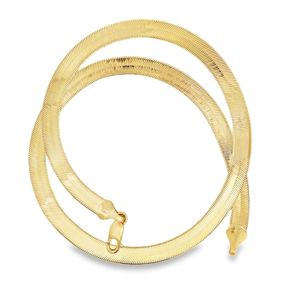 10K Yellow Gold Herringbone Chain 3MM 16" HipHopBling