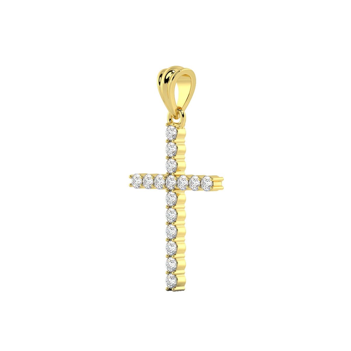 14K Gold 1.00 Carat Diamond Tennis Cross 14K White Gold HipHopBling