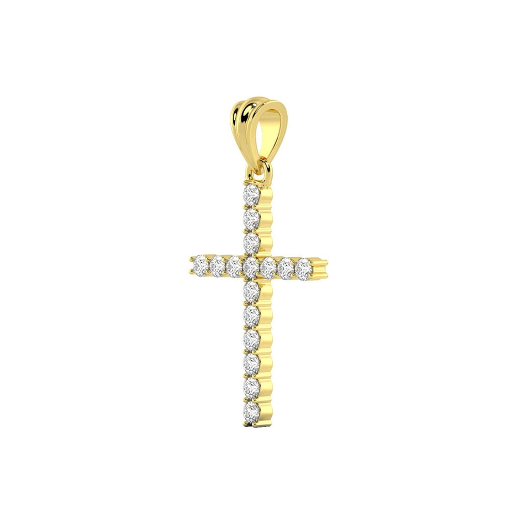 14K Gold 1.00 Carat Diamond Tennis Cross 14K White Gold HipHopBling