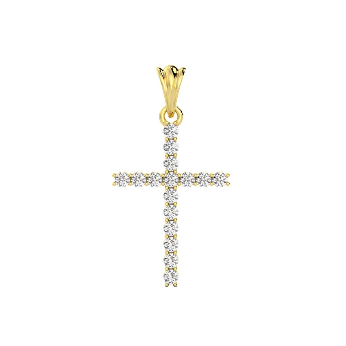 14K Gold 1.00 Carat Diamond Tennis Cross 14K Yellow Gold HipHopBling