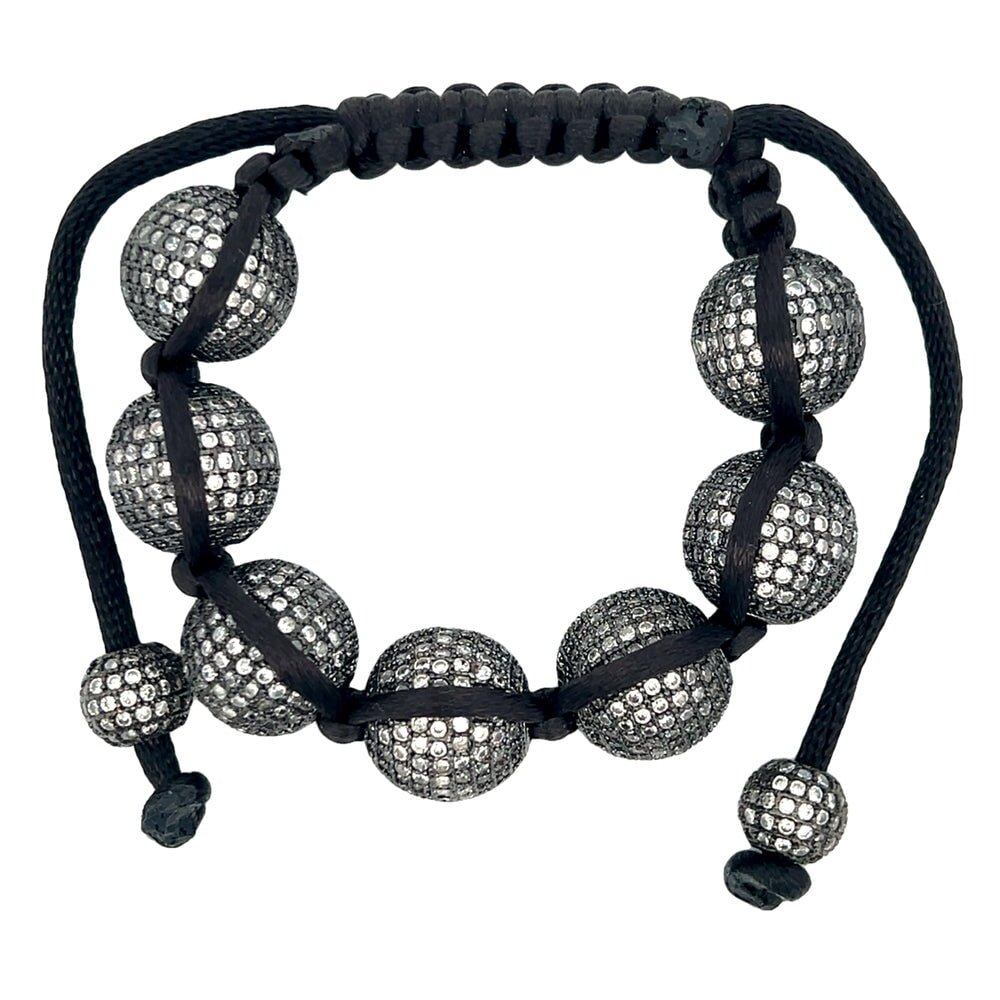 16MM 7 Ball CZ Disco Ball Bracelet Black HipHopBling