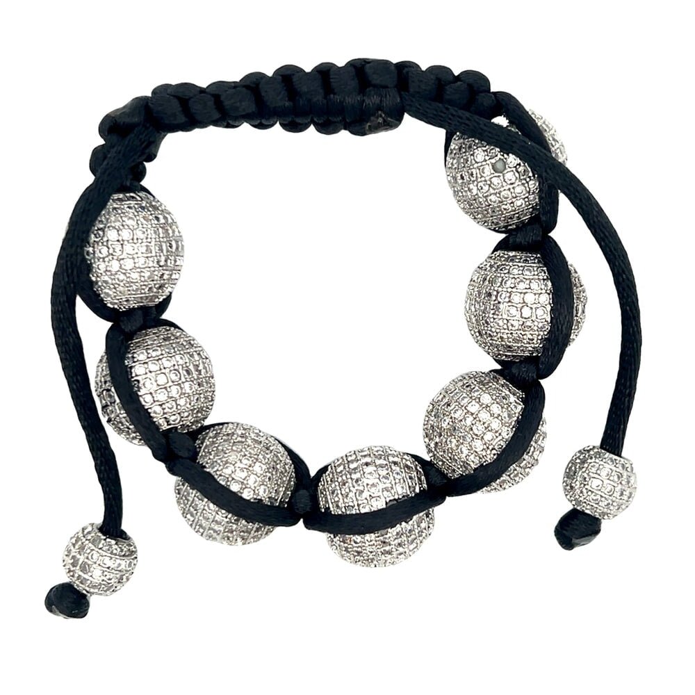 16MM 7 Ball CZ Disco Ball Bracelet Silver HipHopBling