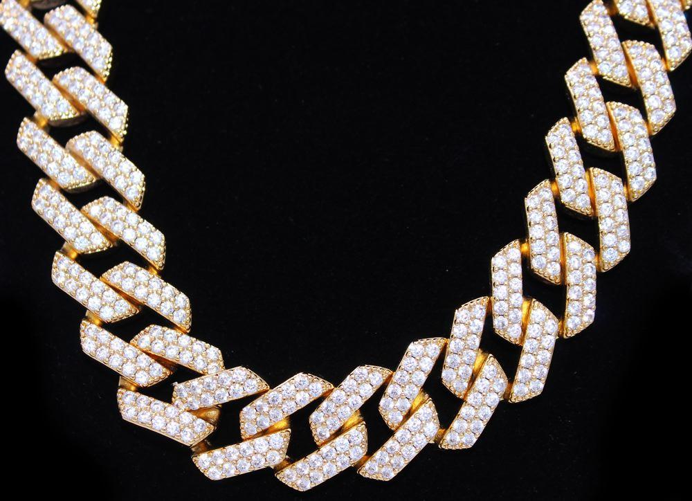 19MM Turkish Cuban Bling Bling Chain White / Yellow Gold Yellow Gold 18" HipHopBling