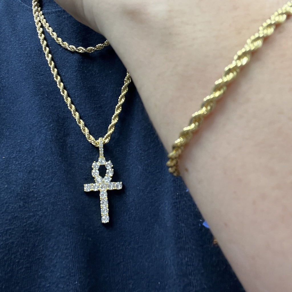 2 Gold Chains & Bracelet Bundle [22 IN, 24 IN & 8 IN Bracelet] 14K Yellow Gold 4MM Rope HipHopBling