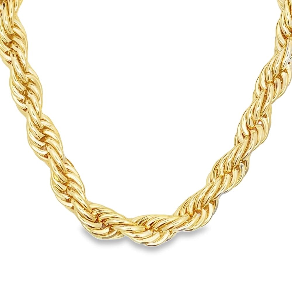 2 Gold Chains & Bracelet Bundle [22 IN, 24 IN & 8 IN Bracelet] 14K Yellow Gold 4MM Rope HipHopBling