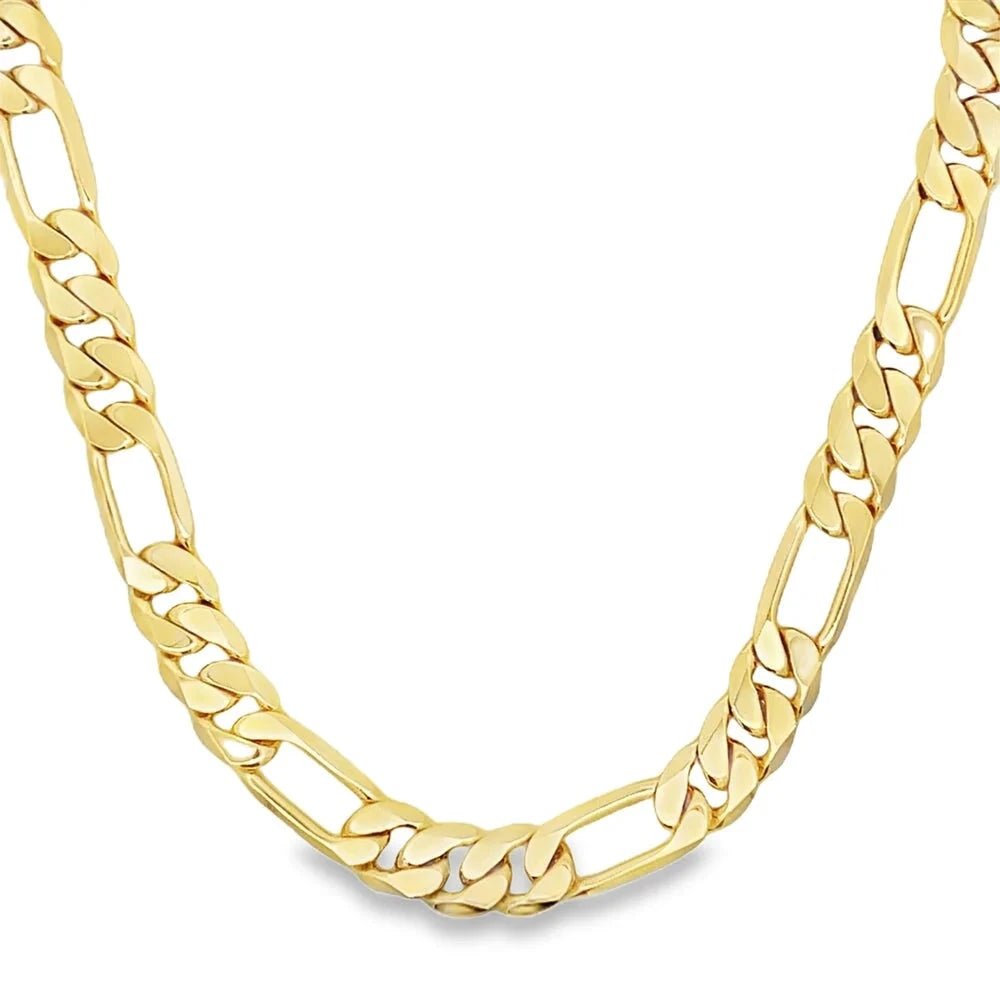 2 Gold Chains & Bracelet Bundle [22 IN, 24 IN & 8 IN Bracelet] 14K Yellow Gold 6MM Figaro HipHopBling