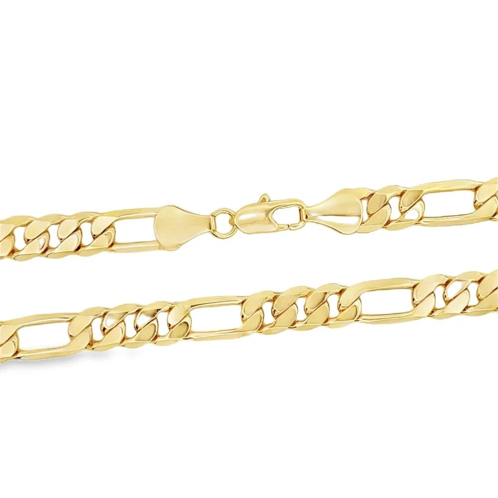 2 Gold Chains & Bracelet Bundle [22 IN, 24 IN & 8 IN Bracelet] 14K Yellow Gold 6MM Figaro HipHopBling
