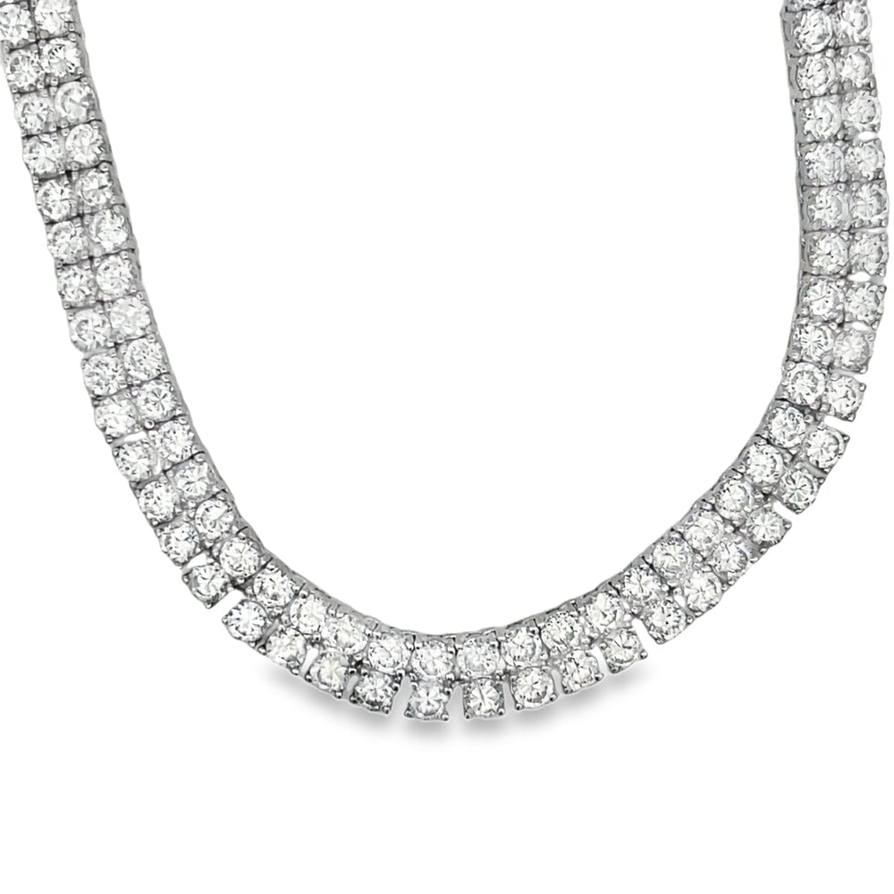 2 Row CZ Tennis Chain .925 Sterling Silver HipHopBling