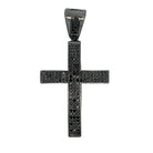 3 Row Black Cross CZ Pendant .925 Sterling Silver HipHopBling