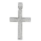 3 Row Cross Pave CZ Pendant .925 Sterling Silver White Gold HipHopBling
