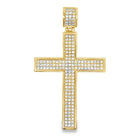3 Row Cross Pave CZ Pendant .925 Sterling Silver Yellow Gold HipHopBling