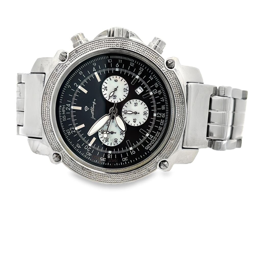 .30cttw Real Diamond Chrono Dial Sport Watch Black HipHopBling