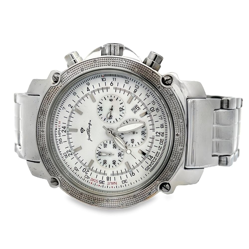 .30cttw Real Diamond Chrono Dial Sport Watch White HipHopBling