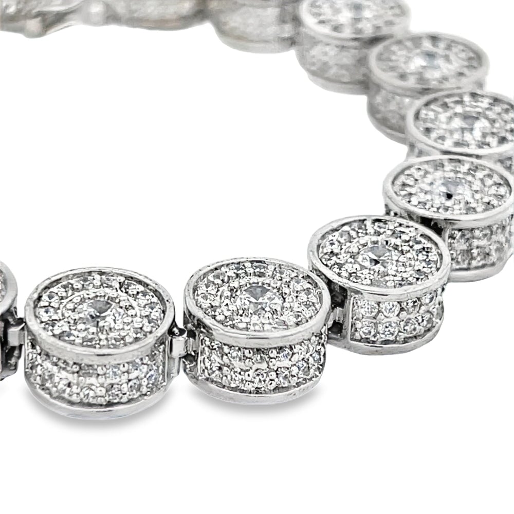 3D 2 Sided Thick Cluster Link CZ Hip Hop Bracelet HipHopBling