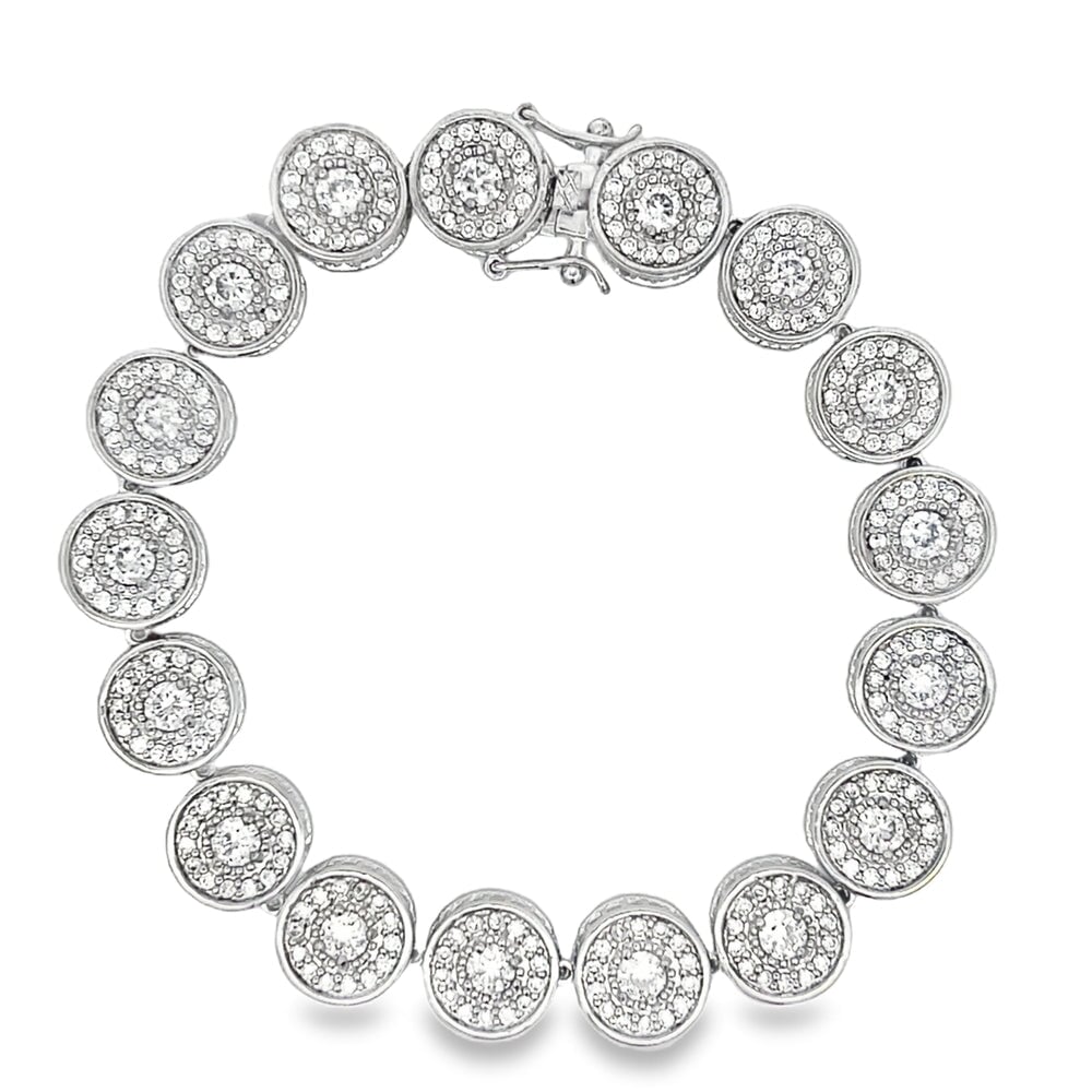 3D 2 Sided Thick Cluster Link CZ Hip Hop Bracelet HipHopBling