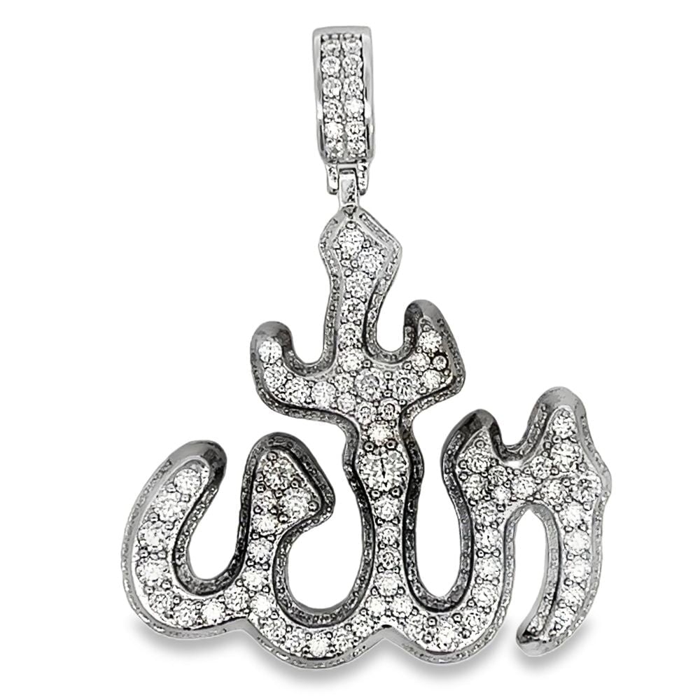 3D Allah Iced Out Moissanite Pendant .925 Sterling Silver HipHopBling