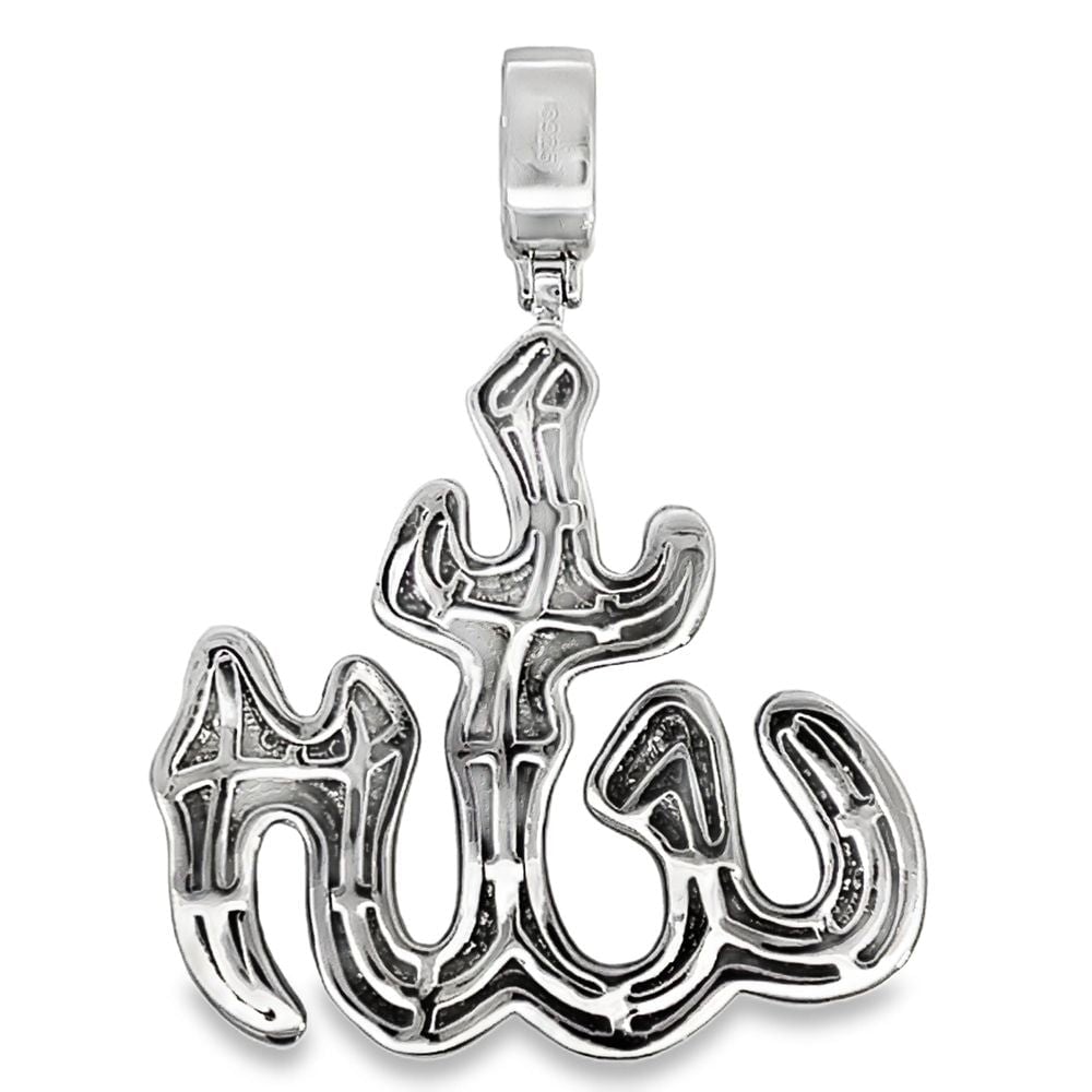 3D Allah Iced Out Moissanite Pendant .925 Sterling Silver HipHopBling